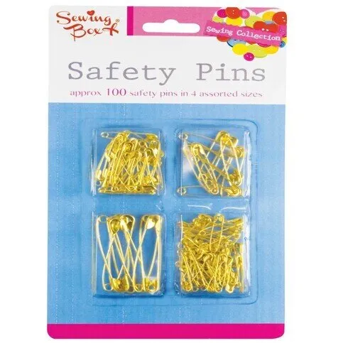Sewing Box Asstd Safety Pins Gold 4pk