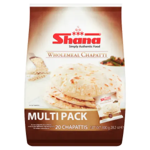 Shana Wholemeal Chapatti Multi Pack 20 Pieces 800g