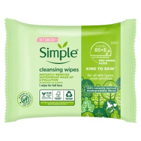 Simple Kind to Skin Cleansing Wipes Biodegradable 25 Pack