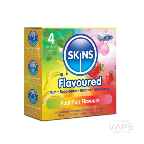 CONDOMS: SKINS FLAVOURED CONDOMS 4PK