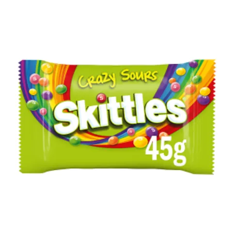Skittles Vegan Chewy Crazy Sour Sweets Fruit Flavoured  Bag 45g