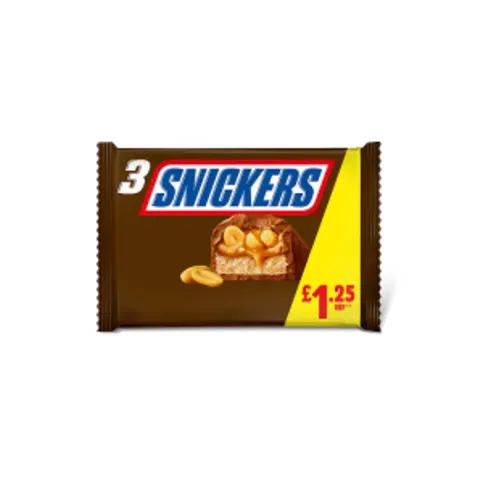 Snickers Caramel, Nougat, Peanuts & Milk Chocolate Bars Multipack 3x41.7g