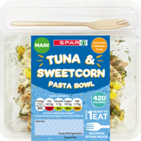 CHILLED: SPAR TUNA AND SWEETCORN PASTA BOWL 250G