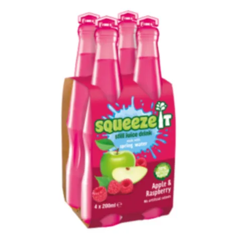 Squeeze It Apple & Raspberry 4 x 200ml