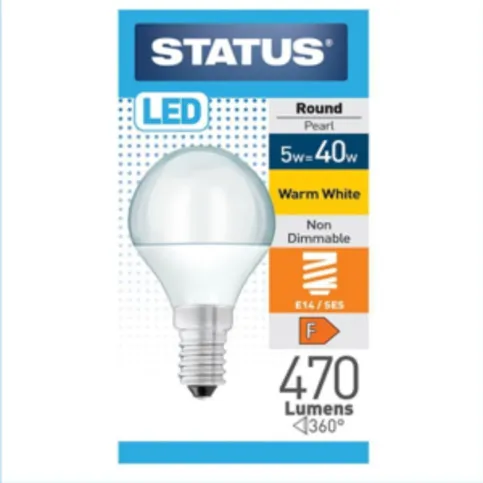 Status 5W/40W LED Round Bulb SES Cap