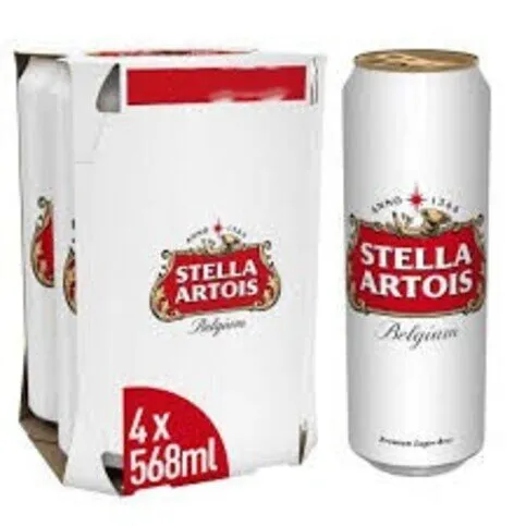 Stella Artois Premium Belgian Beer, 4 x 568ml pint cans