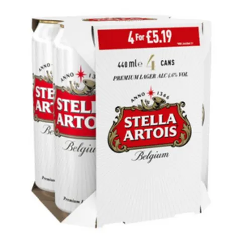 Stella Artois Premium Lager Cans 4 x 440ml