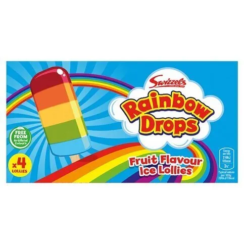 SWIZZELS RAINBOW DROPS LOLLIES 4PK