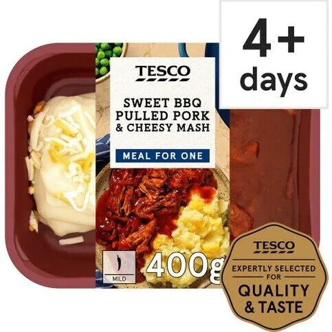 Tesco Bbq Pulled Pork And Cheesy Mash 400g