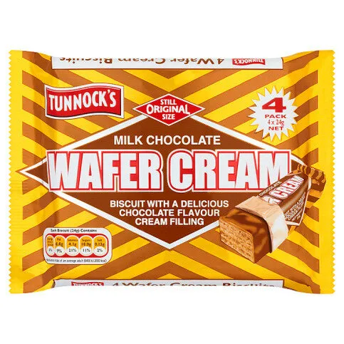 Tunnock's Milk Chocolate Wafer Cream 4 x 24g