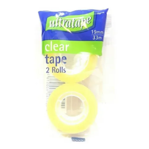 Ultratape Clear Tape 19mm x 33m 2 Pack
