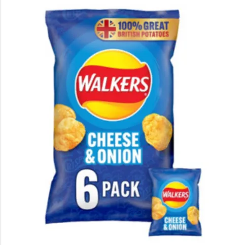 Walkers Cheese & Onion 6 x 25g - Multipack Crisps