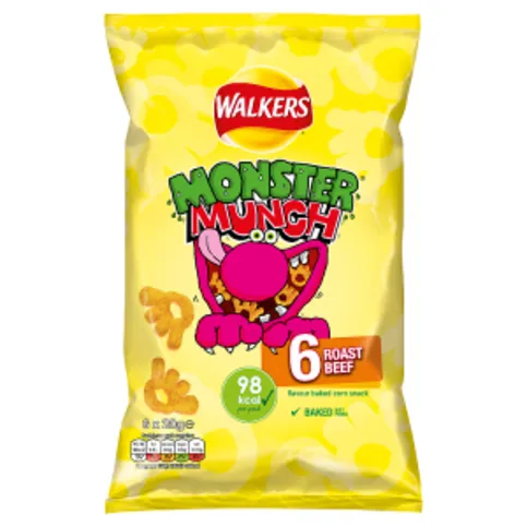 Walkers Monster Munch Roast Beef Multipack Snacks 6 x 20g