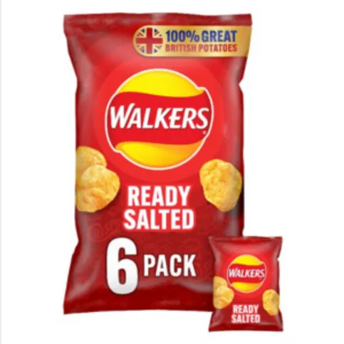 Walkers Ready Salted 6 x 25g - Multipack Crisps