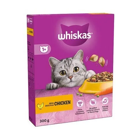 WHISKAS 1+ CAT DRY CHICKEN 300G