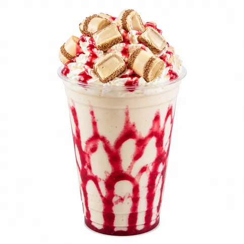 White Kinder Bueno & Raspberry Sauce Milkshake