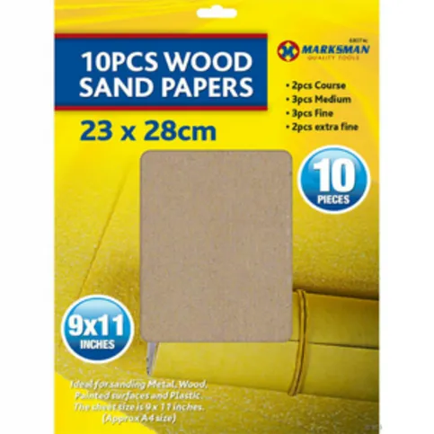 Wood Sand Papers 23x28cm 10 Pack