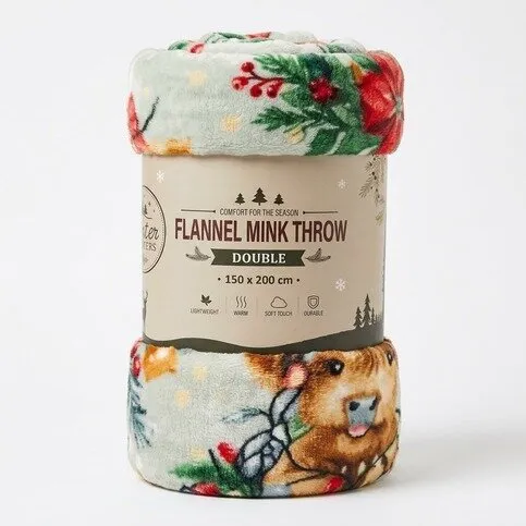 XMAS MINK FLANNEL THROW - HIGHLAND COW