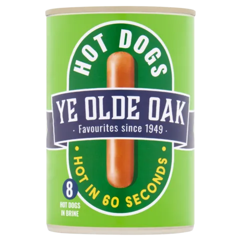 Ye Olde Oak 8 Hot Dogs in Brine Tin 400g