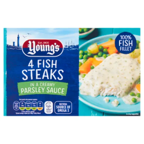 Young's 4 Fish Steaks in a Creamy Parsley Sauce 560g