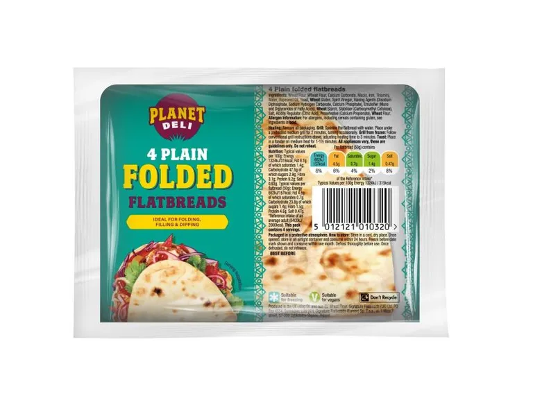 Planet Deli Plain Folded Flatbreads 4's