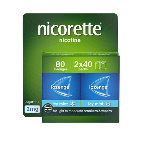 Nicorette Cools 2mg Lozenge, 80 Lozenges (2 x 40), Quit Smoking Aid.