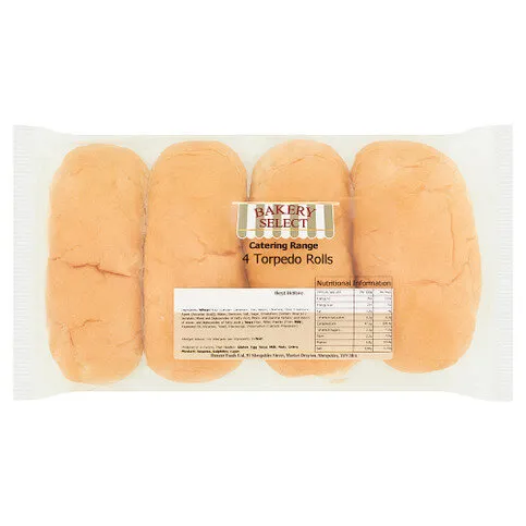 Bakery Select Catering Range Torpedo Rolls 4 Pack