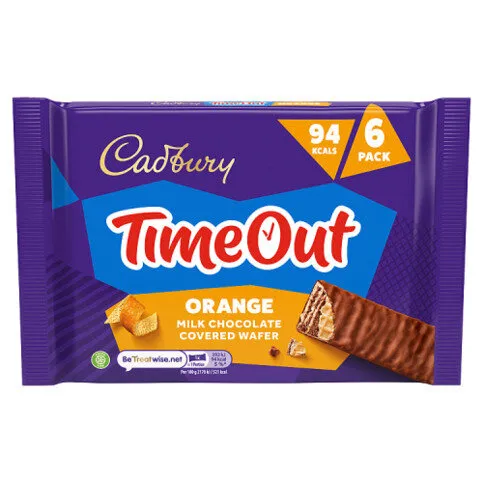 Cadbury Timeout 6-pack Orange Chocolate WaferBiscuit Bars Multipack (6x 18g bars) 108 g