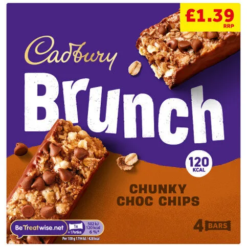 Cadbury Brunch Bar Chocolate Chip Cereal Bars 112g