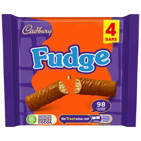 Cadbury Fudge Chocolate Bar 4 Pack Multipack 88 g (4 x 22g)
