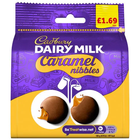 Cadbury Dairy Milk Chocolate Caramel Nibbles 85g - Sweets Bag