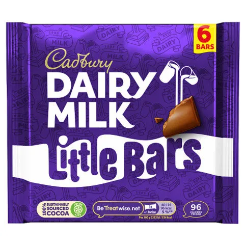 Cadbury Dairy Milk Little Bars Chocolate Bars 6 Pack Multipack, 108g
