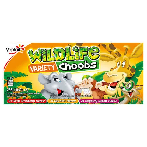 Wildlife Variety Choobs Strawberry, Raspberry and Apricot Flavour 6 x 37g
