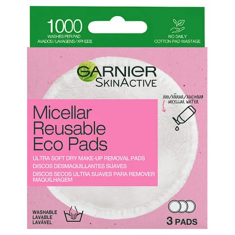 Garnier Micellar Reusable Makeup-Remover Eco Pads, 3 Micro Fibre Pads