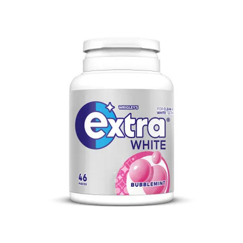 Extra White Bubblemint Sugarfree Chewing Gum Bottle 46 Pieces