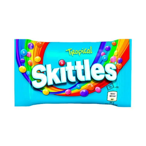 Skittles Vegan Chewy Sweets Tropical Fruit Flavoured Bag 45g