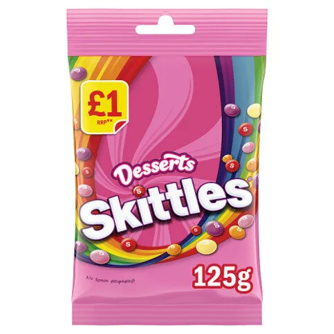 Skittles Vegan Sweets Dessert Flavoured Treat Bag £1 PMP 125g

