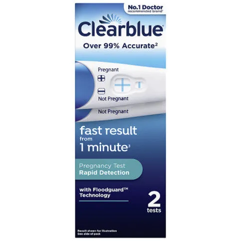 Clearblue Pregnancy Test, Rapid Detection, Result As Fast As 1 Minute, 2 Tests