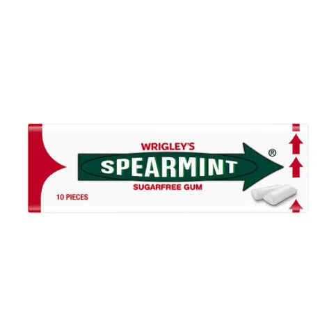 Wrigley's Spearmint Chewing Gum Sugar Free 10 Pieces