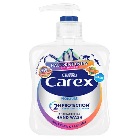 Carex Moisture Anti-Bacterial Hand Wash Moisturising & Effective Liquid Soap 250ml