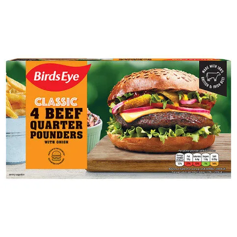 Birds Eye Classic 4 Beef Quarter Pounders with Onion 454g