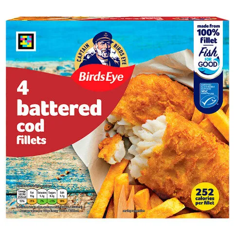 Birds Eye 4 Battered Cod Fillets 400g