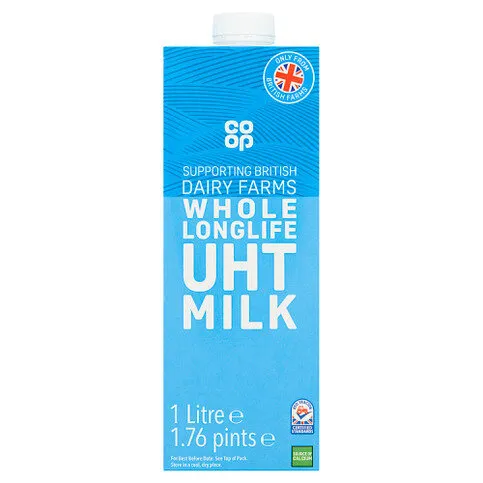 Co-op Whole Longlife UHT Milk 1.76 Pints/1 Litre