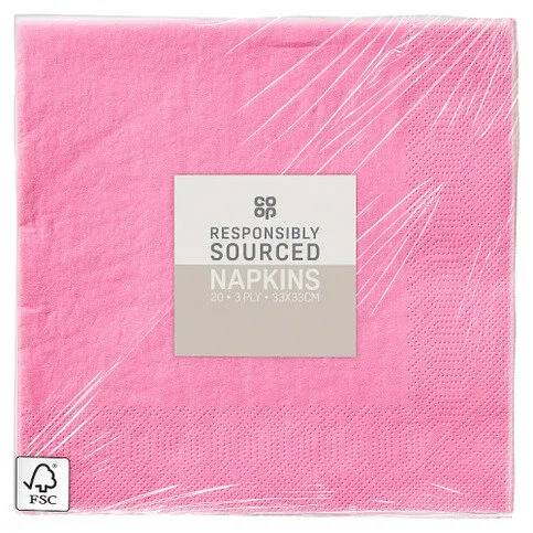 Co-op Napkins Pink 20 Pack Each