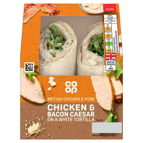 Co-op Chicken & Bacon Caesar on a White Tortilla