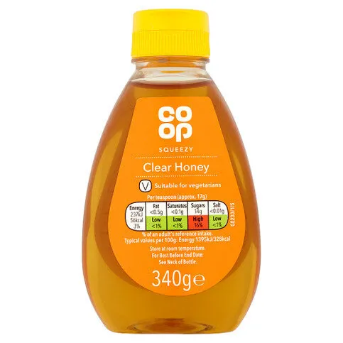 Co op Squeezy Clear Honey 340g
