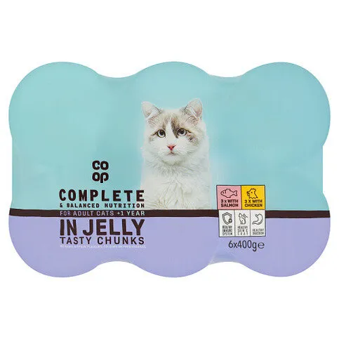 Co-op In Jelly Tasty Chunks for Adult Cats +1 Year 6 x 400g (2.4kg)