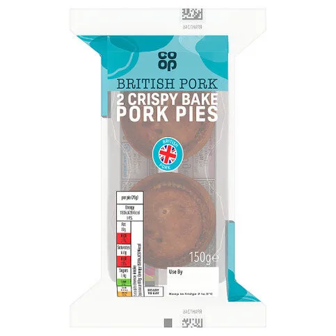 Co-op 2 Crispy Bake Pork Pies 150g