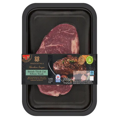 Co-op Irresistible Aberdeen Angus British Thick Cut Ribeye Steak 300g