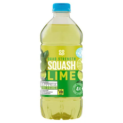 Co-op Quad Strength Squash Lime 750ml
